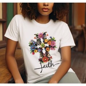 Faith Shirt, Floral Cross Tshirt, Christian Gift